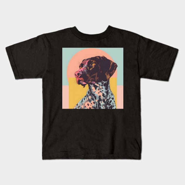 German Wirehaired Pointer in 80's Kids T-Shirt by NatashaCuteShop